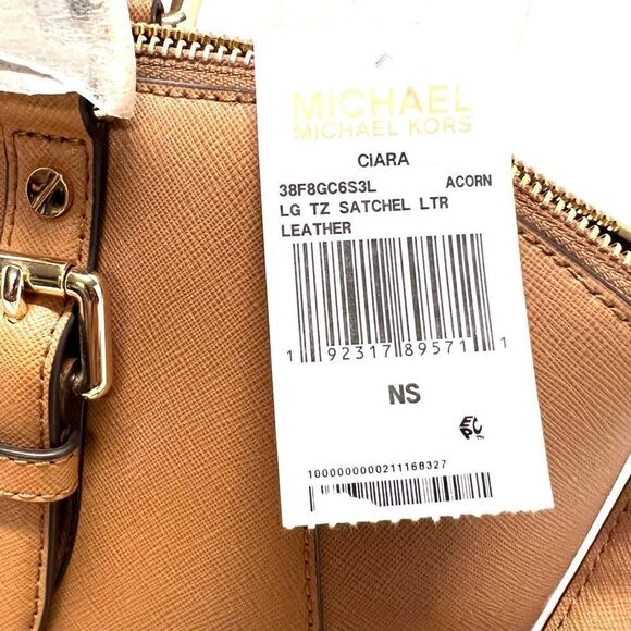 🍀🌷NWT! Michael Kors CIARA Satchel Handbag Large Brown Acorn Msrp:$428.00 - Picture 5 of 6